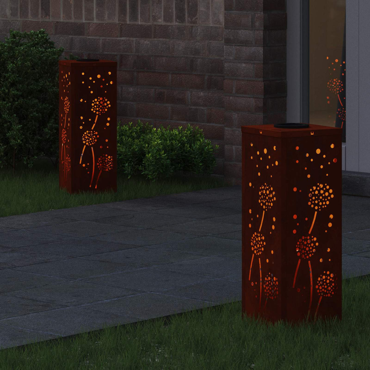 VidaXL éclairage de chemin à LED solaire 2 pcs acier corten rouillé