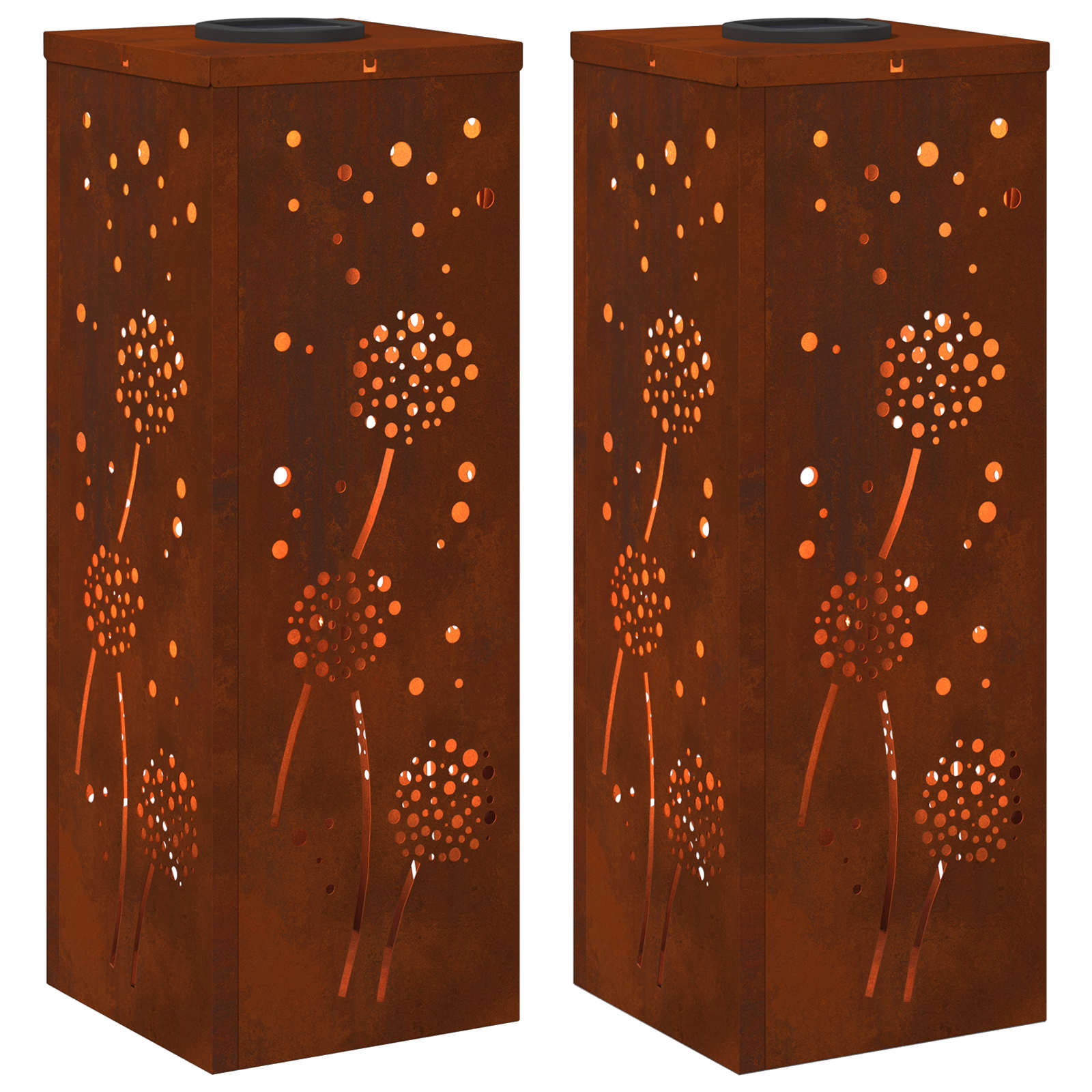 VidaXL éclairage de chemin à LED solaire 2 pcs acier corten rouillé