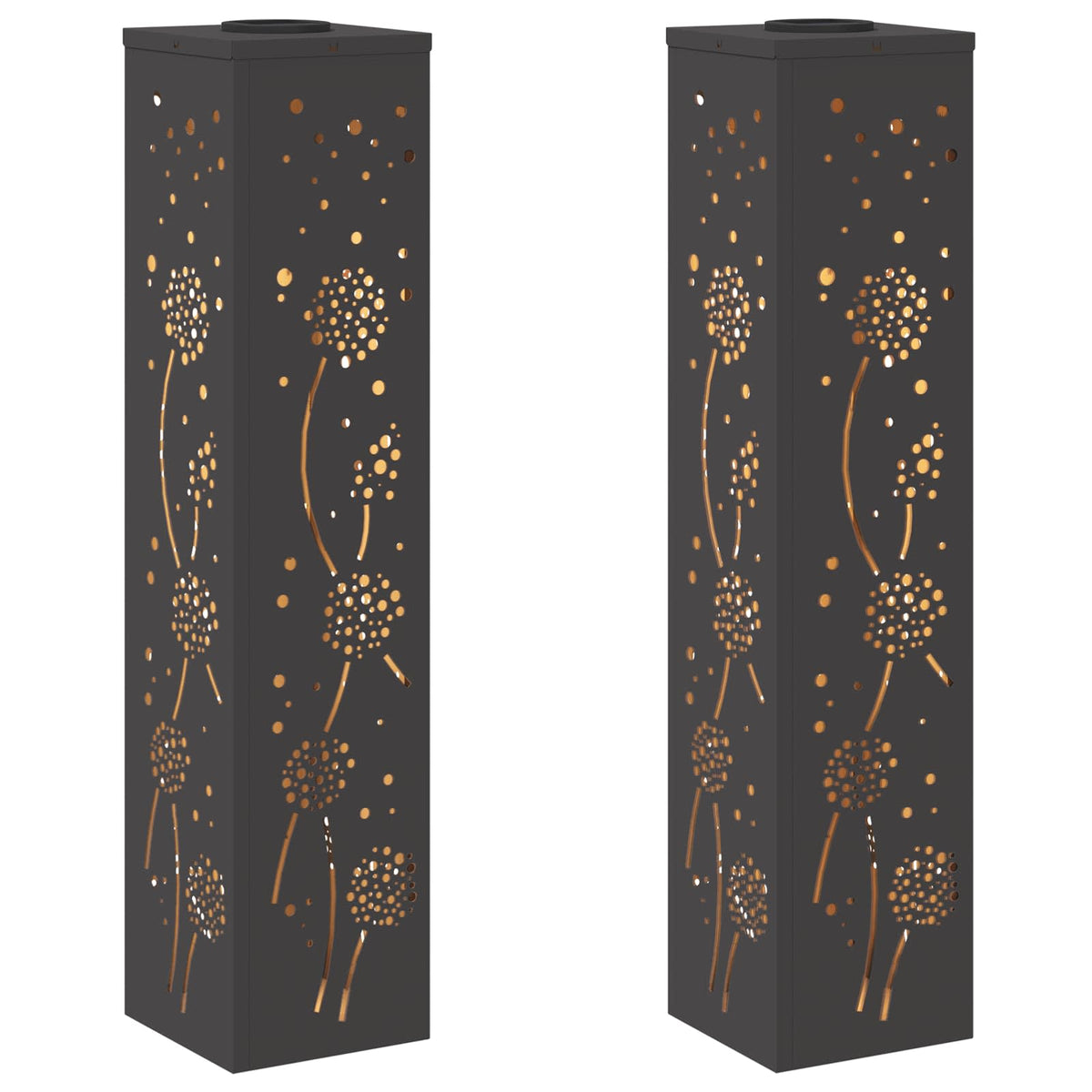 VidaXL éclairage de chemin LED solaire 2 pcs acier laminé à froid noir