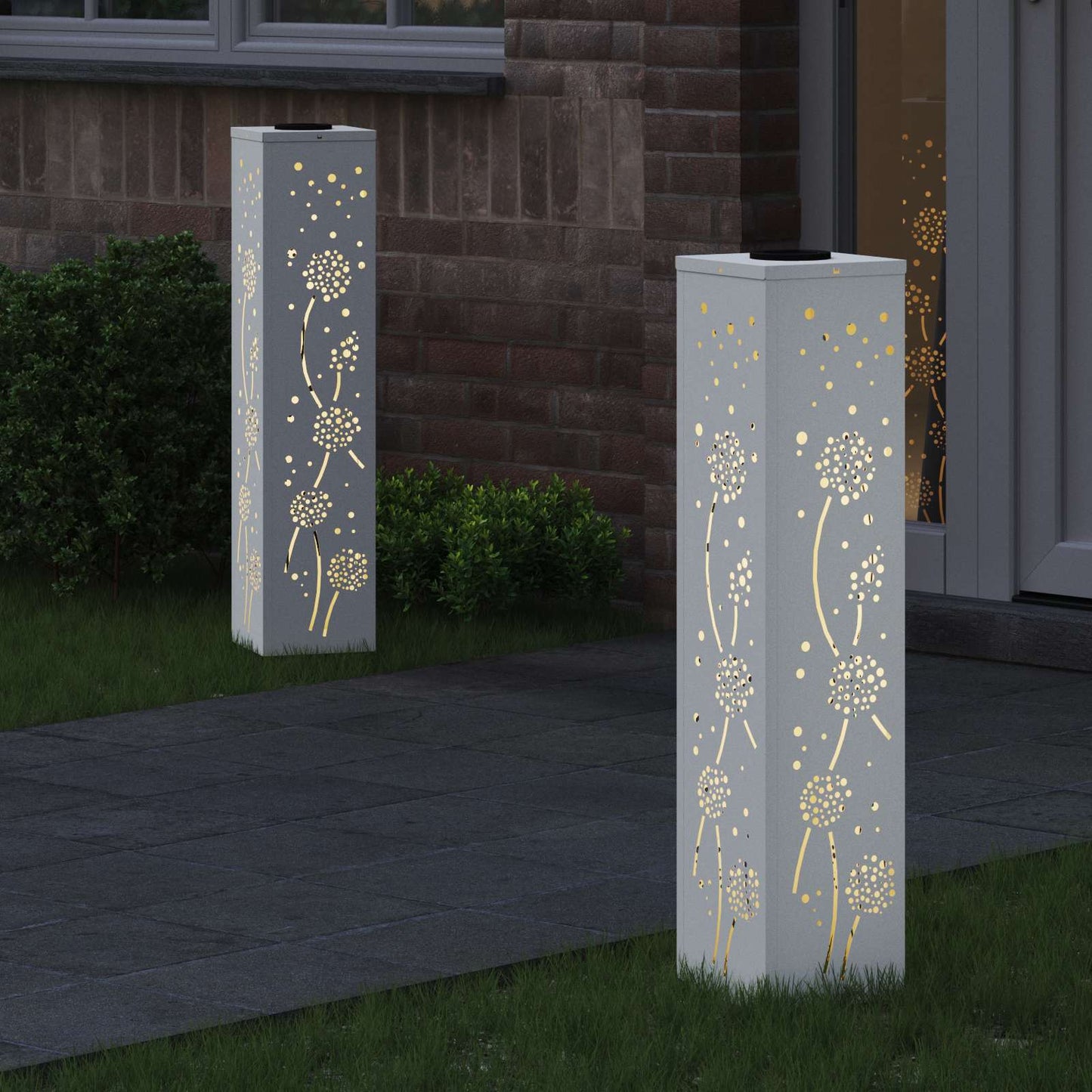 VidaXL éclairage de chemin à LED solaire 2 pcs acier laminé à froid blanc