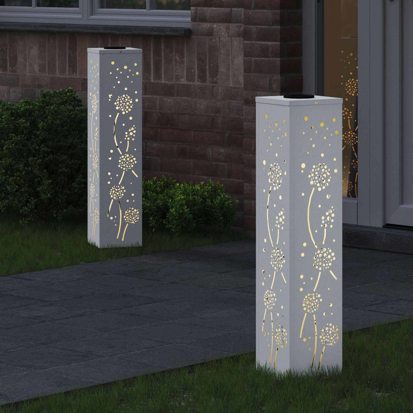 VidaXL éclairage de chemin à LED solaire 2 pcs acier laminé à froid blanc