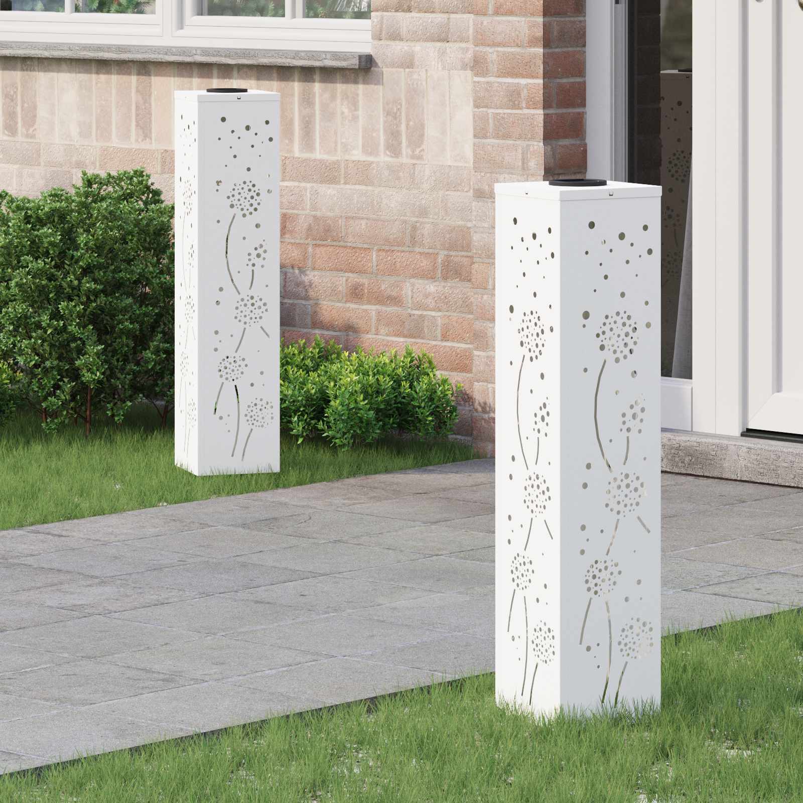 VidaXL éclairage de chemin à LED solaire 2 pcs acier laminé à froid blanc