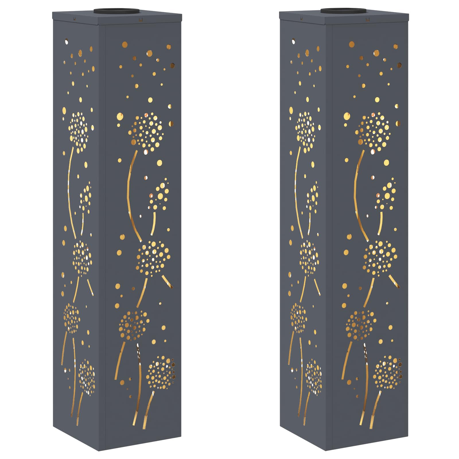VidaXL éclairage de chemin à LED solaire 2 pcs acier laminé à froid anthracite