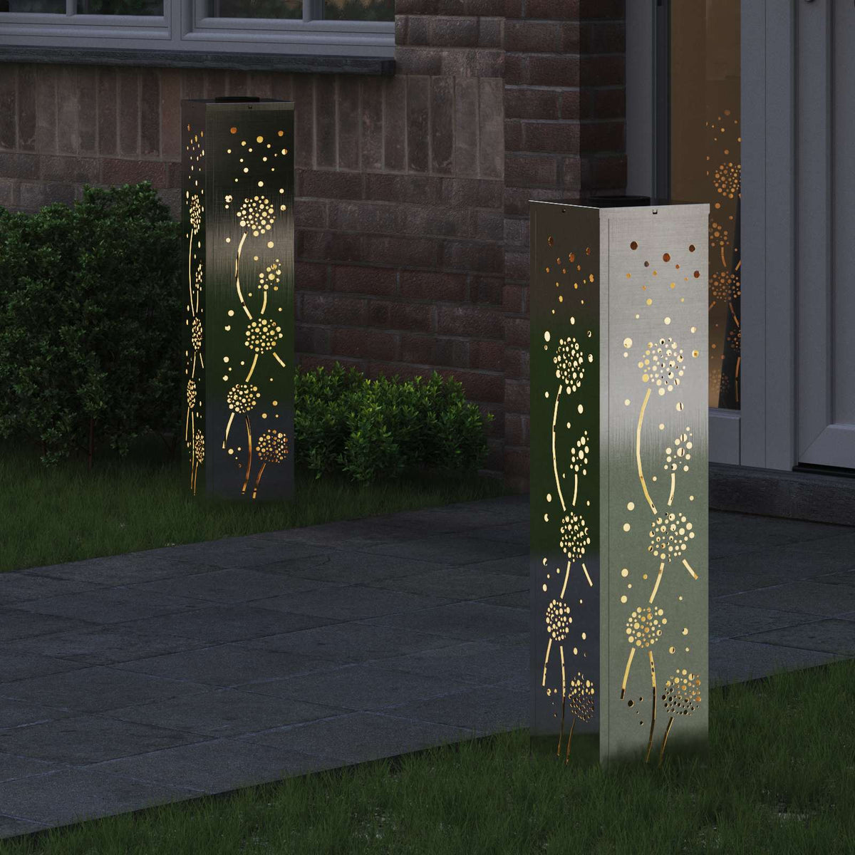 VidaXL éclairage de chemin LED solaire 2 pcs argent acier inoxydable