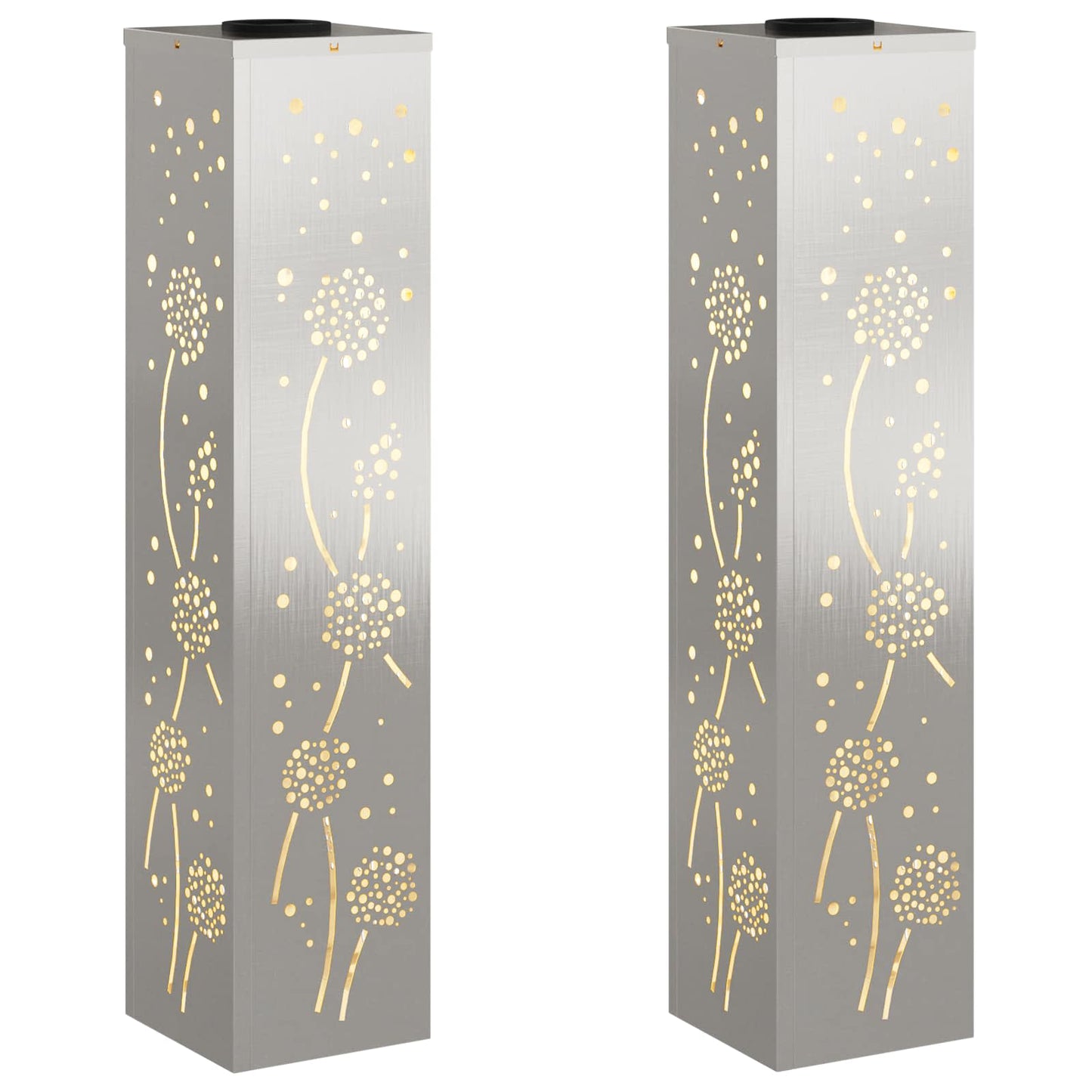 VidaXL éclairage de chemin LED solaire 2 pcs argent acier inoxydable