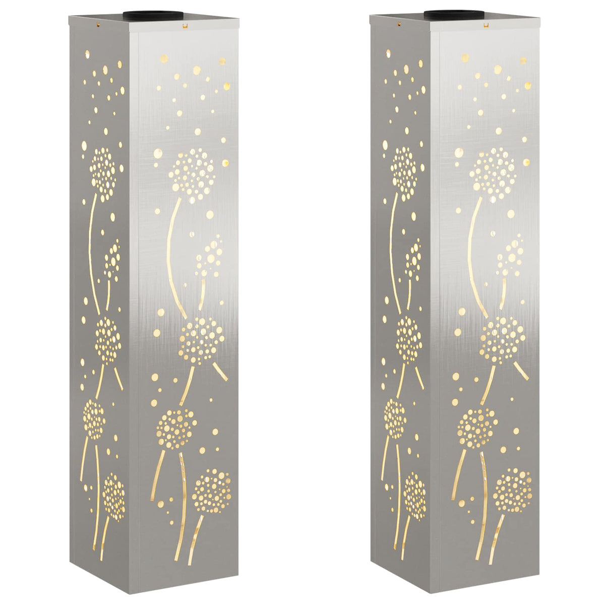 VidaXL éclairage de chemin LED solaire 2 pcs argent acier inoxydable