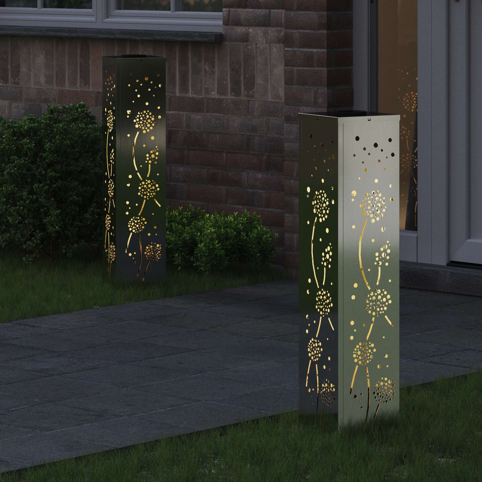 VidaXL éclairage de chemin à LED solaire 2 pcs rouillé galvanisé