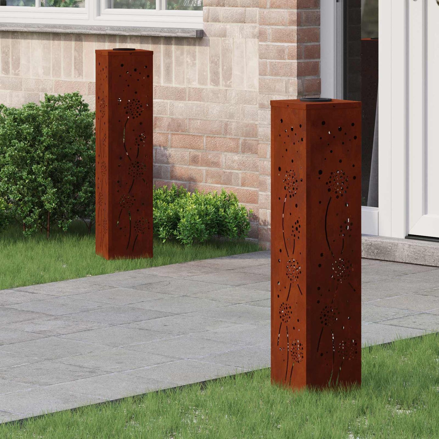VidaXL éclairage de chemin à LED solaire 2 pcs acier corten rouillé