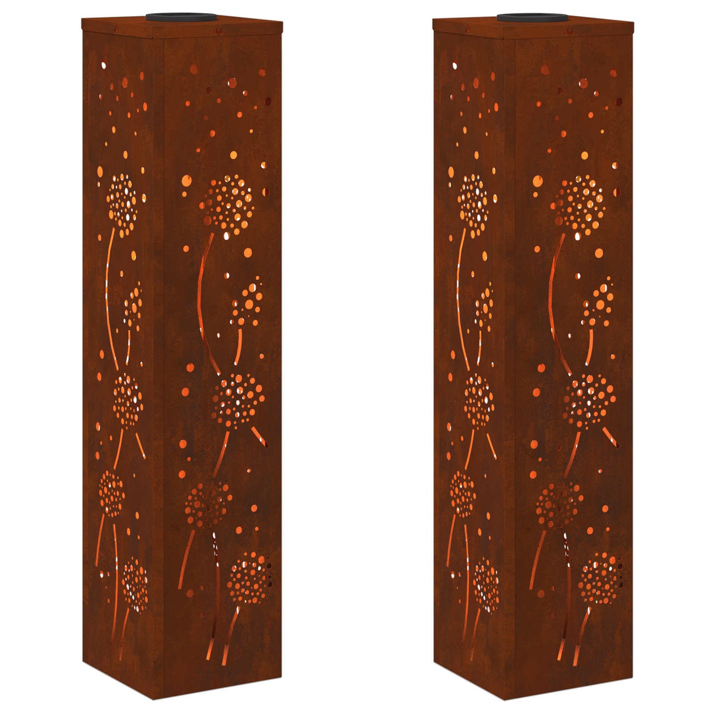 VidaXL éclairage de chemin à LED solaire 2 pcs acier corten rouillé