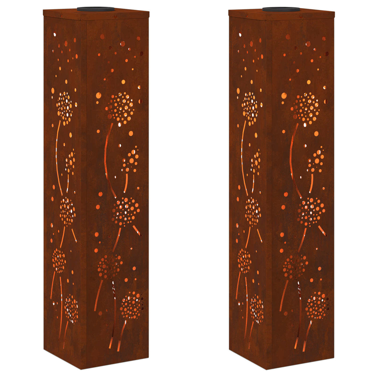 VidaXL éclairage de chemin à LED solaire 2 pcs acier corten rouillé