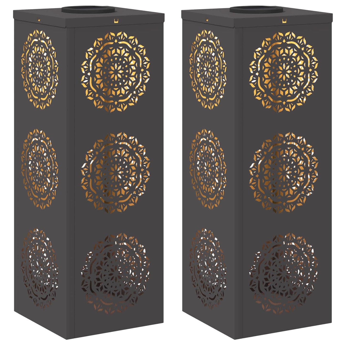 VidaXL éclairage de chemin LED solaire 2 pcs acier laminé à froid noir