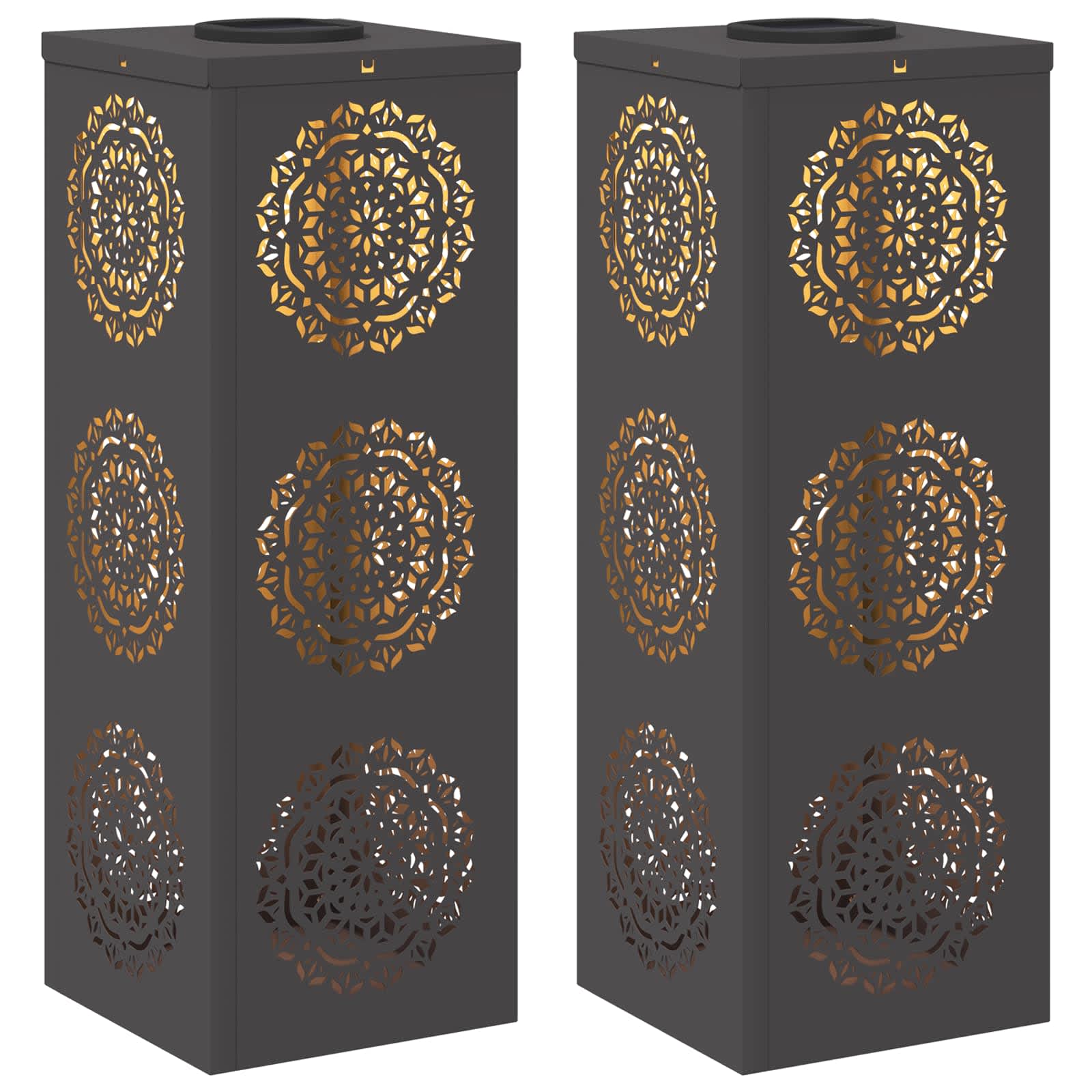 VidaXL éclairage de chemin LED solaire 2 pcs acier laminé à froid noir