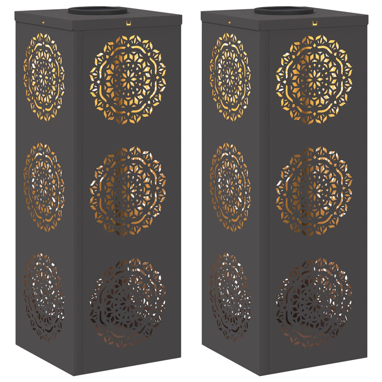 VidaXL éclairage de chemin LED solaire 2 pcs acier laminé à froid noir