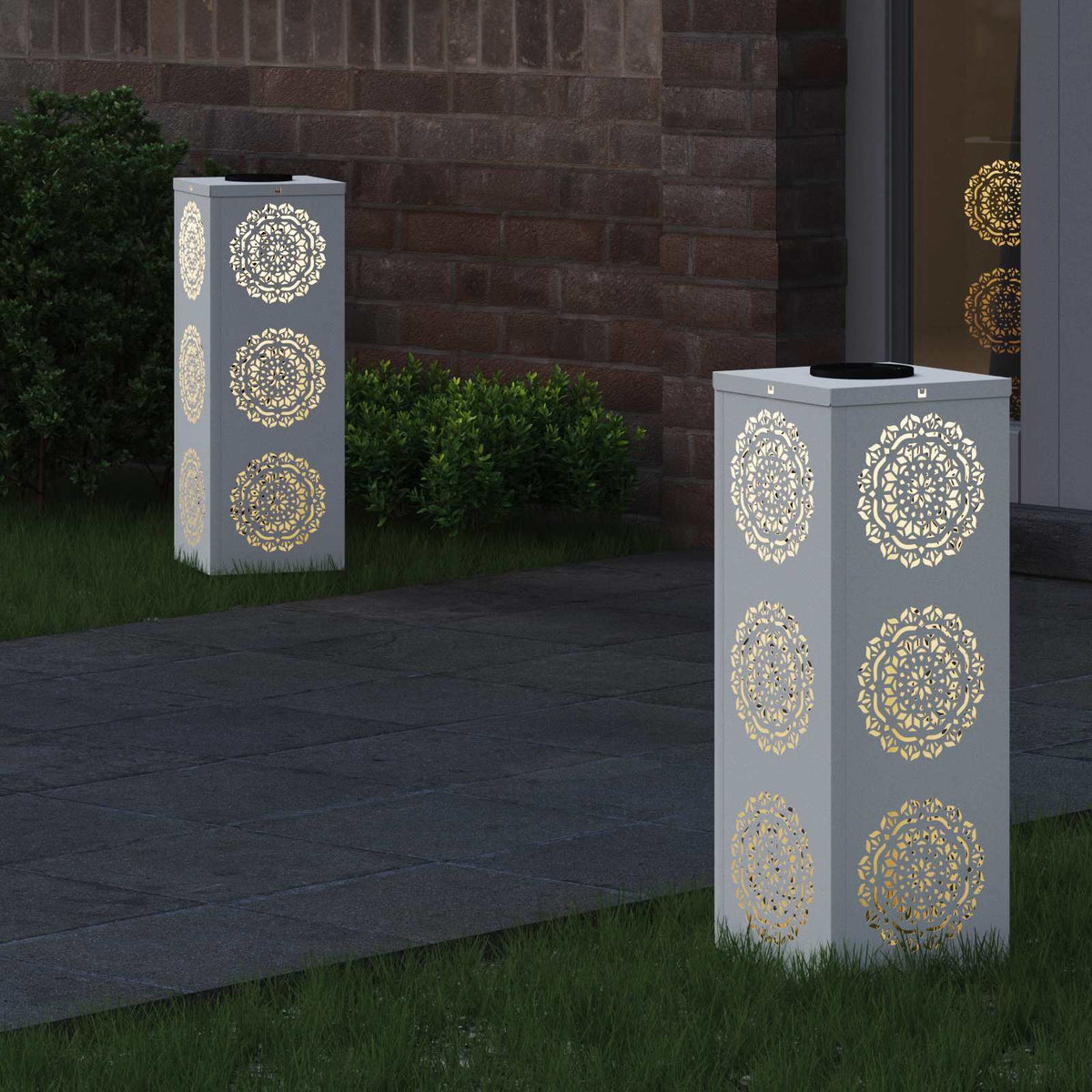 VidaXL éclairage de chemin à LED solaire 2 pcs acier laminé à froid blanc