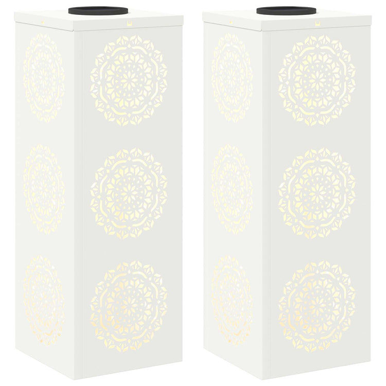 VidaXL éclairage de chemin à LED solaire 2 pcs acier laminé à froid blanc