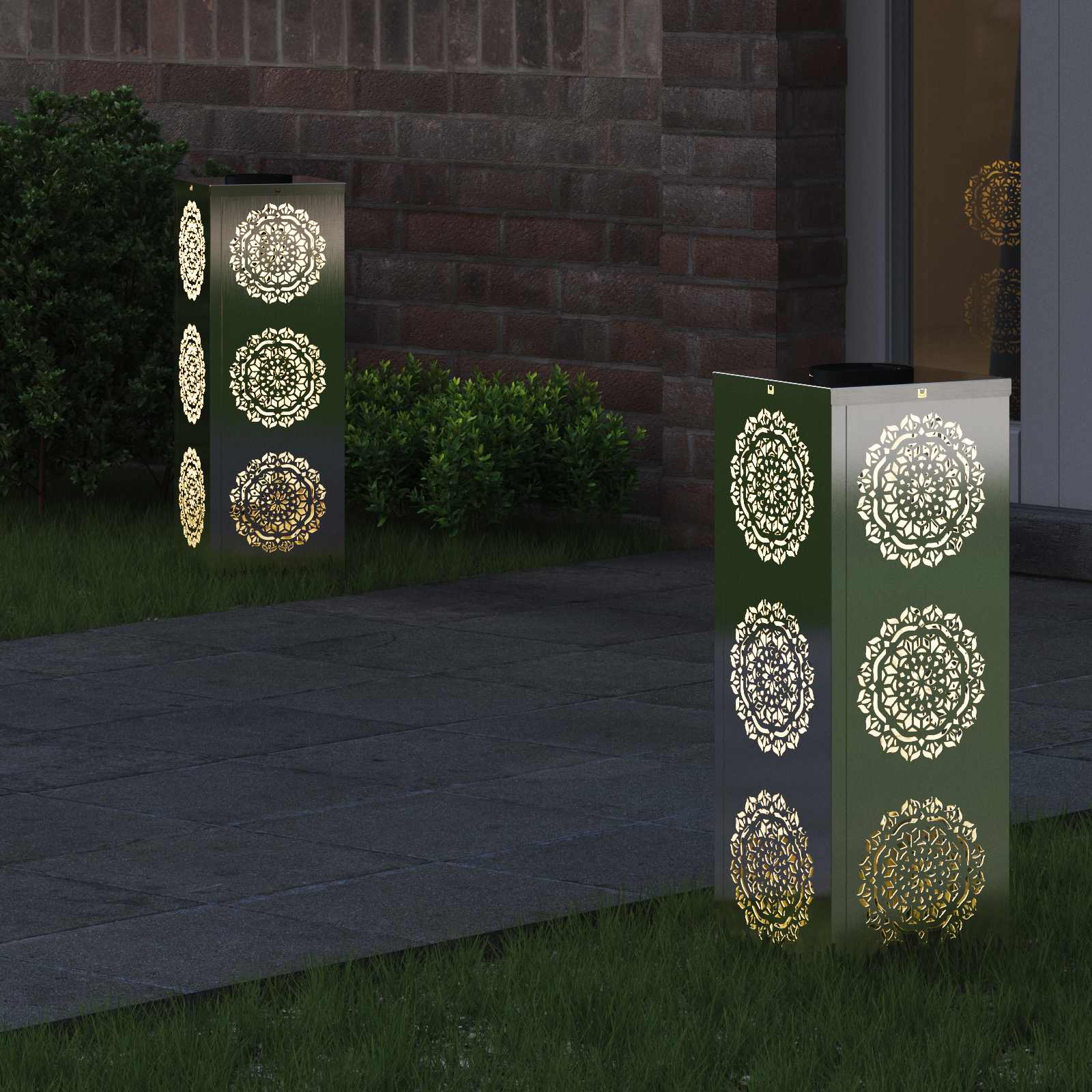 VidaXL éclairage de chemin LED solaire 2 pcs argent acier inoxydable