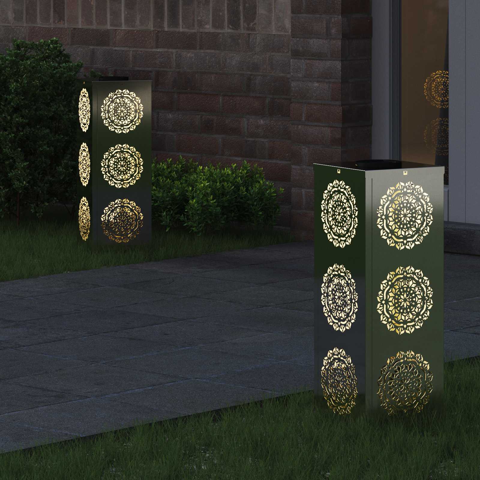 VidaXL éclairage de chemin LED solaire 2 pcs acier galvanisé argent
