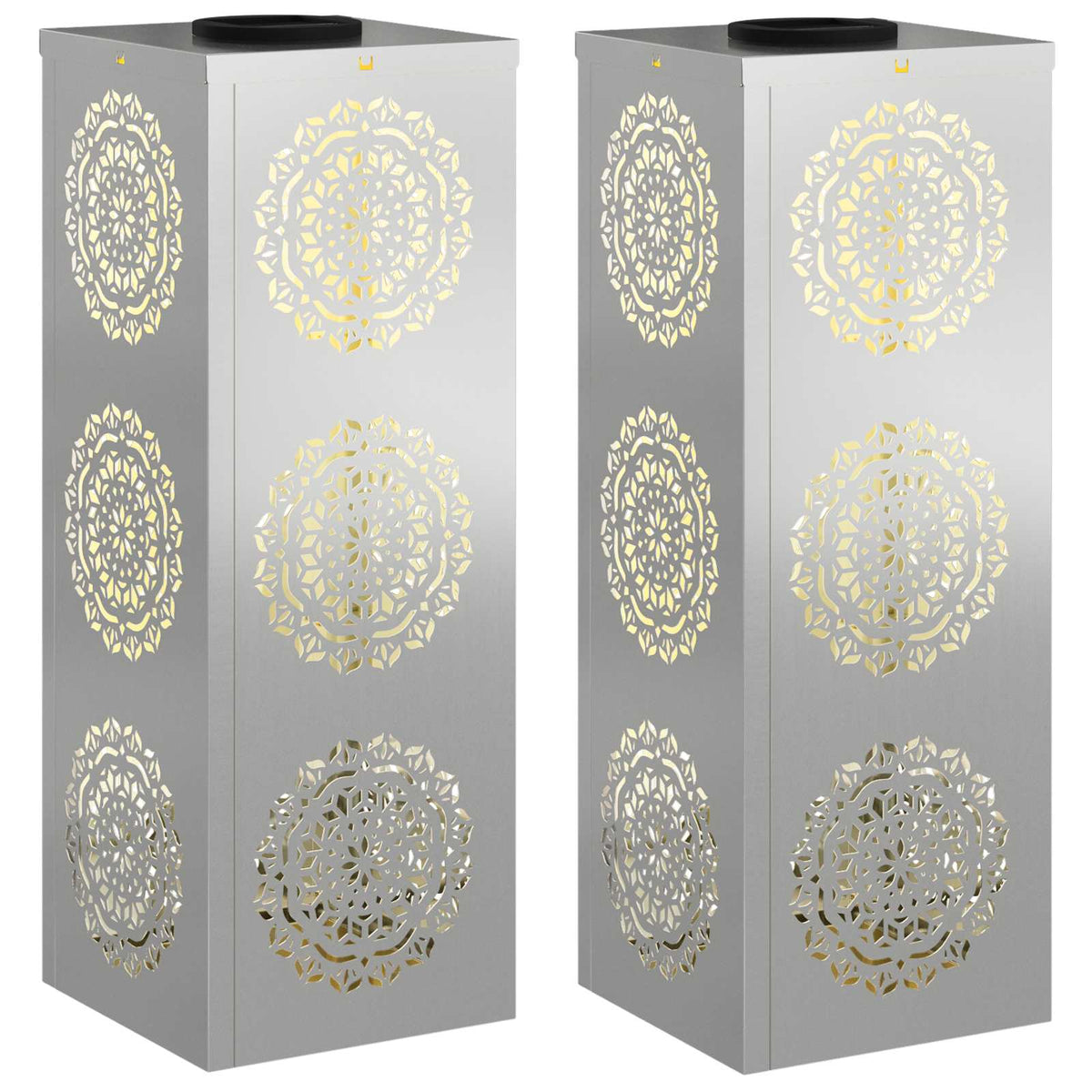VidaXL éclairage de chemin LED solaire 2 pcs acier galvanisé argent