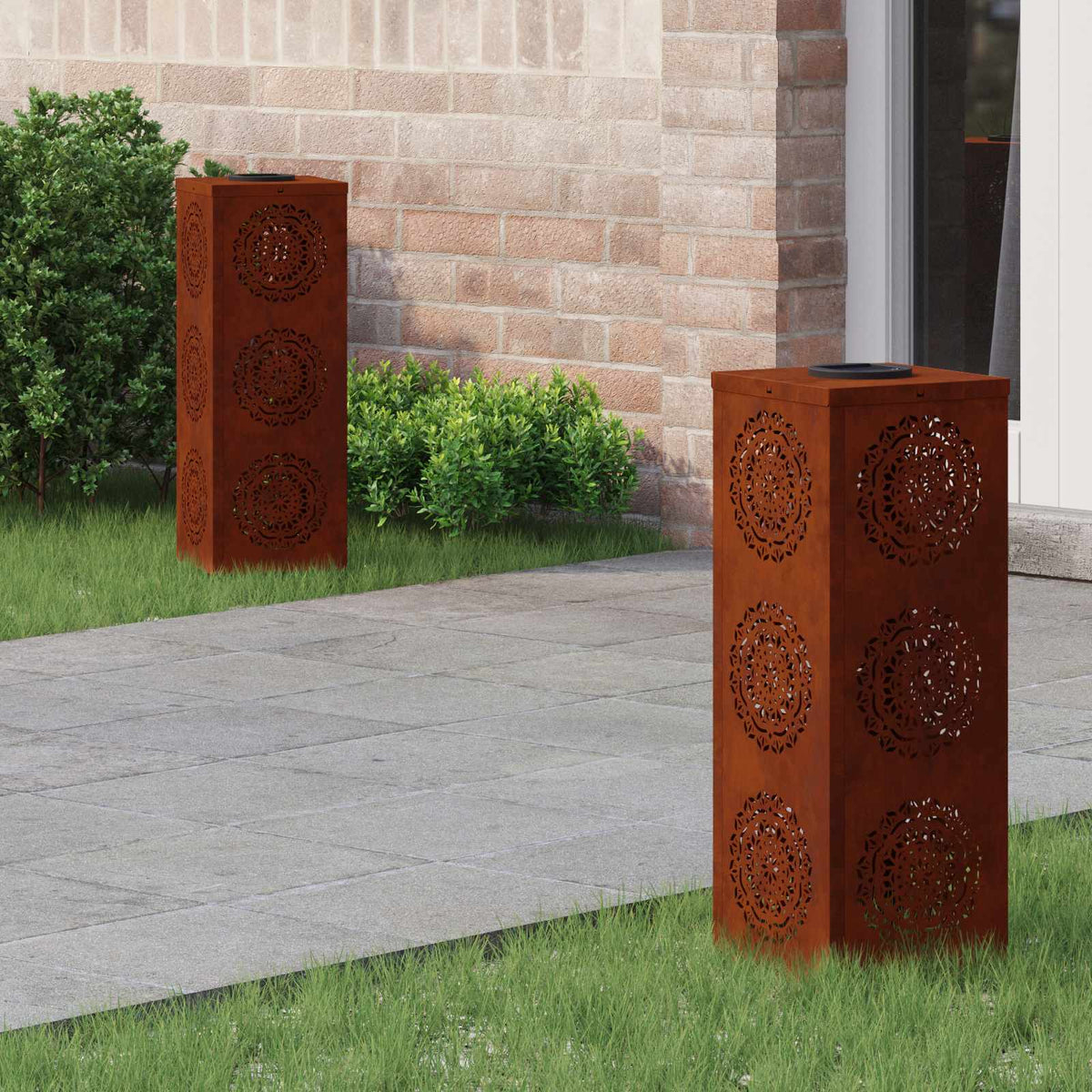 VidaXL éclairage de chemin à LED solaire 2 pcs acier corten rouillé