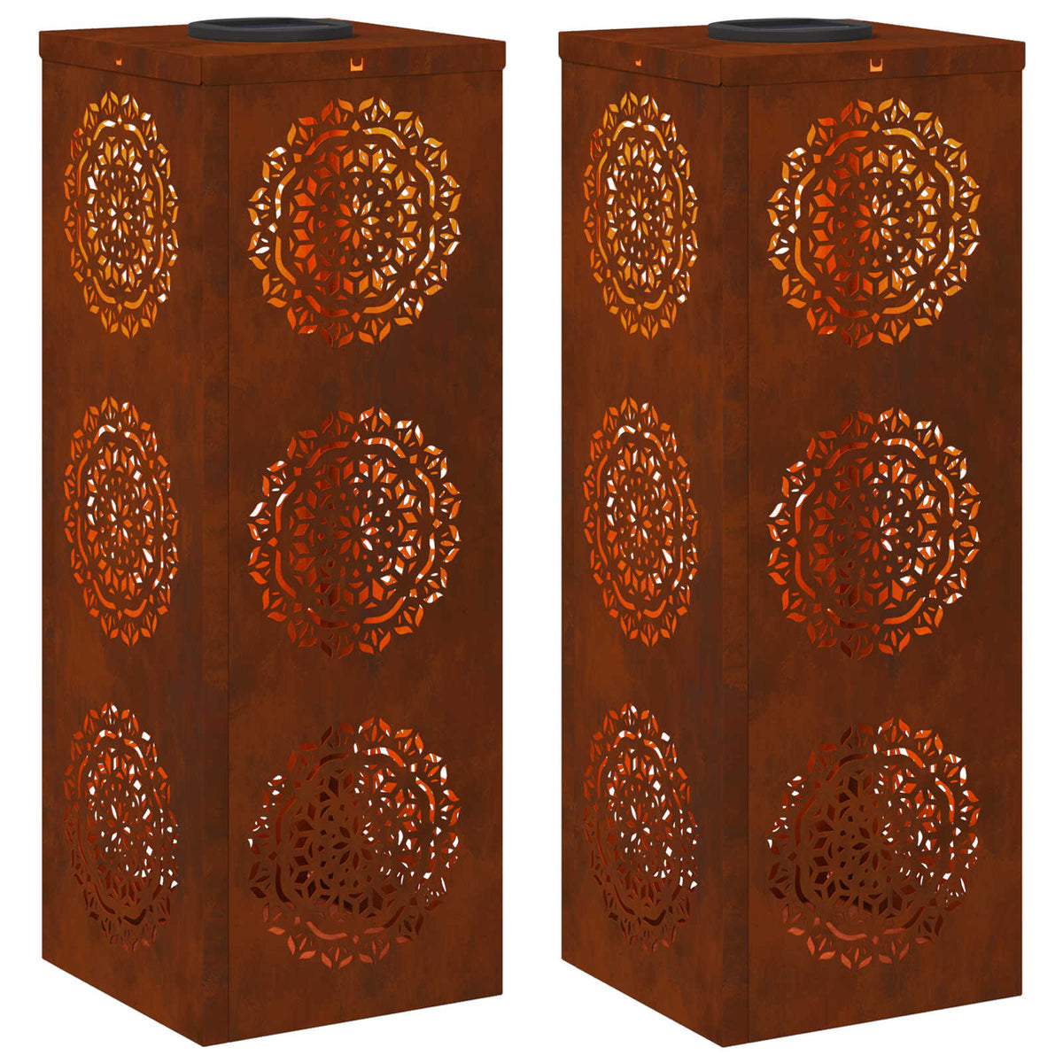 VidaXL éclairage de chemin à LED solaire 2 pcs acier corten rouillé