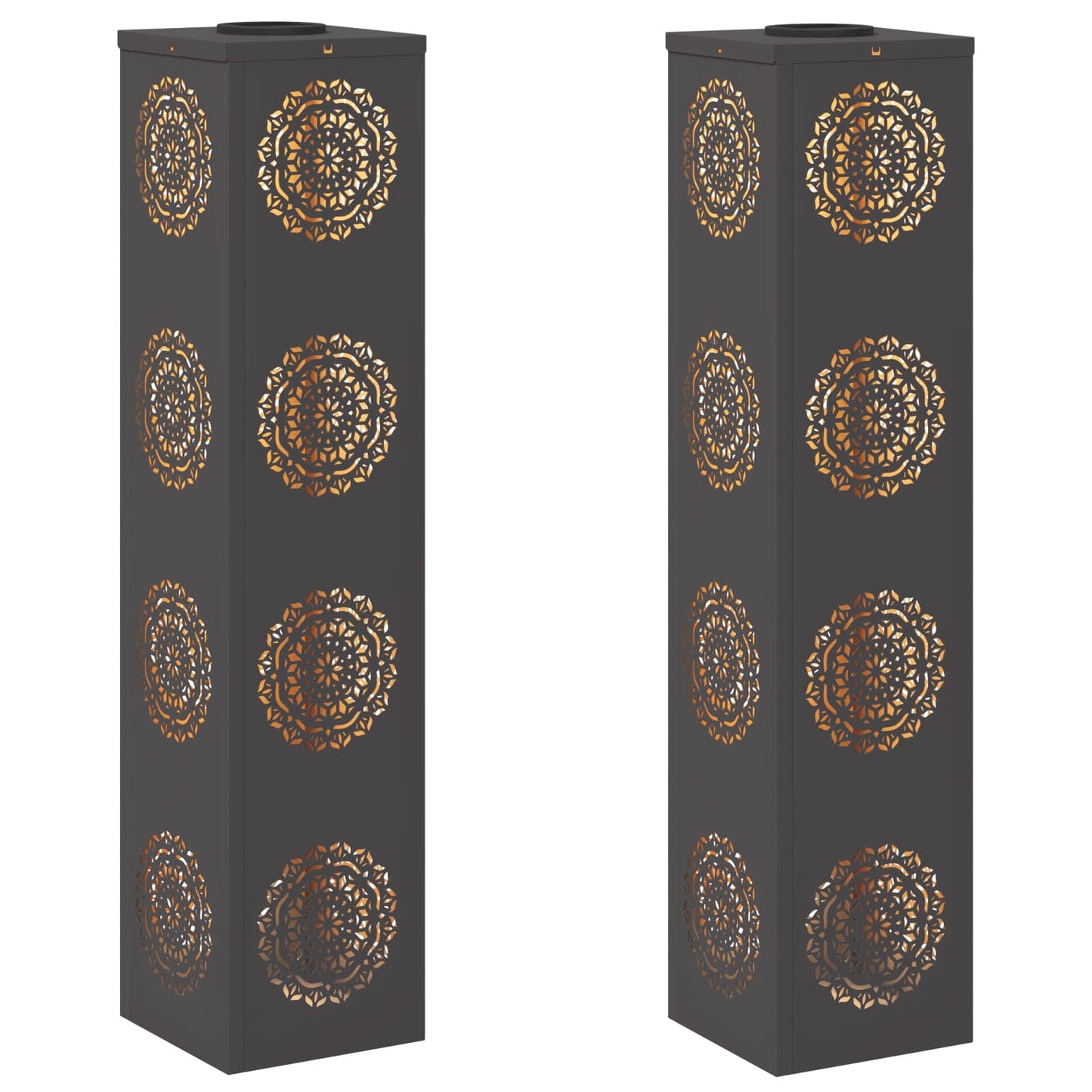 VidaXL éclairage de chemin LED solaire 2 pcs acier laminé à froid noir