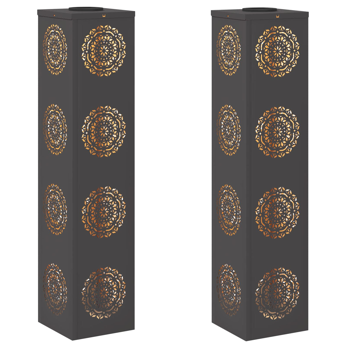 VidaXL éclairage de chemin LED solaire 2 pcs acier laminé à froid noir