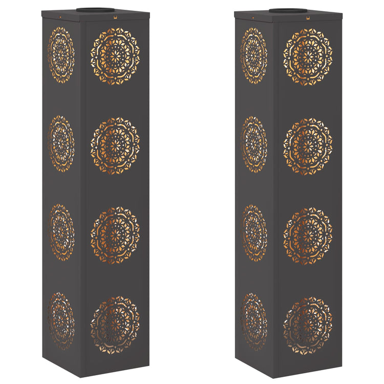 VidaXL éclairage de chemin LED solaire 2 pcs acier laminé à froid noir