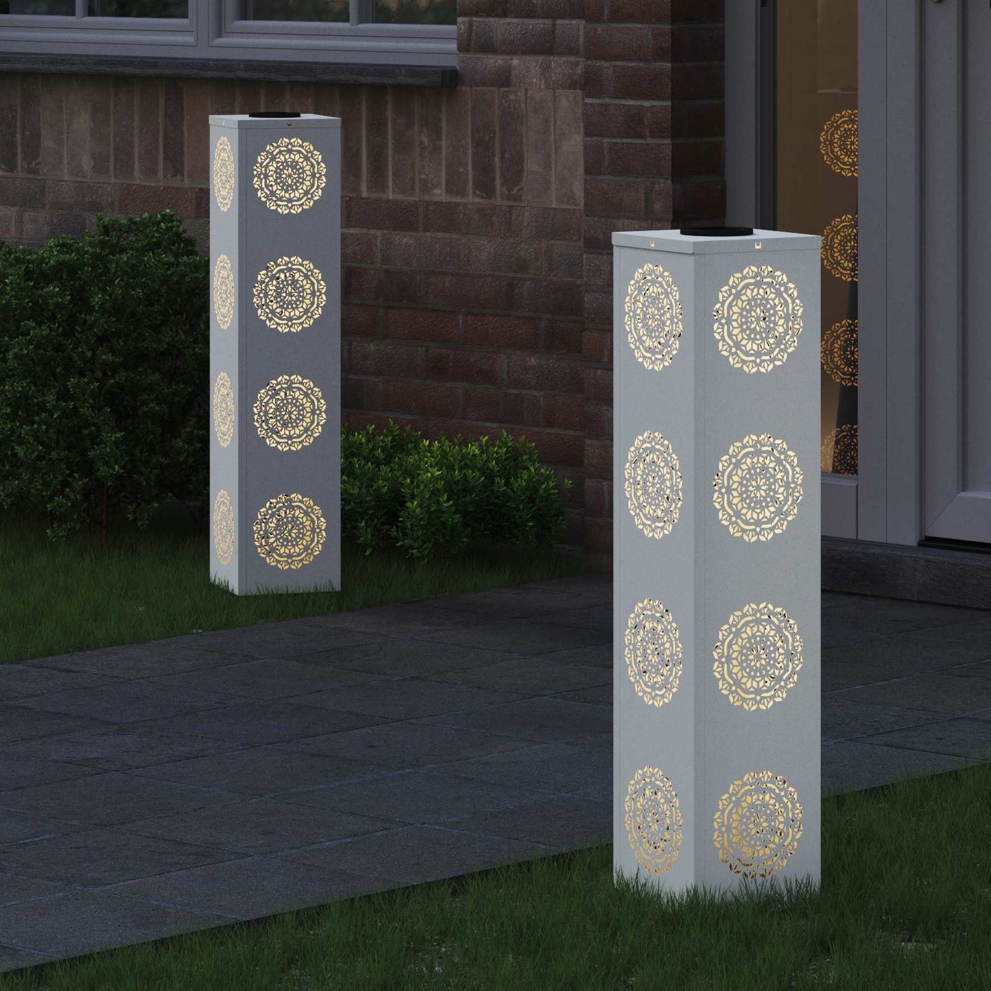 VidaXL éclairage de chemin à LED solaire 2 pcs acier laminé à froid blanc