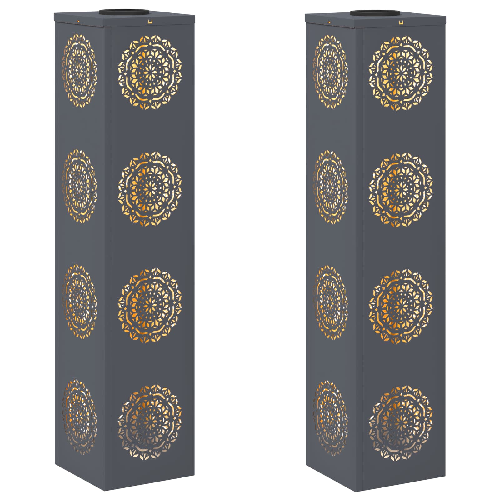 VidaXL éclairage de chemin à LED solaire 2 pcs acier laminé à froid anthracite