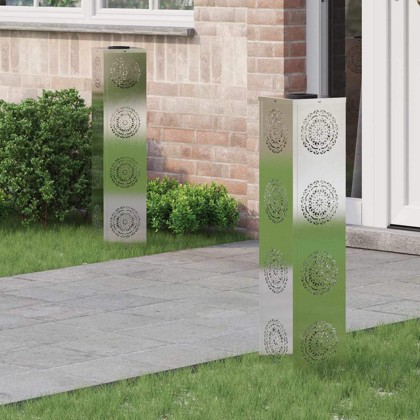 VidaXL éclairage de chemin LED solaire 2 pcs argent acier inoxydable