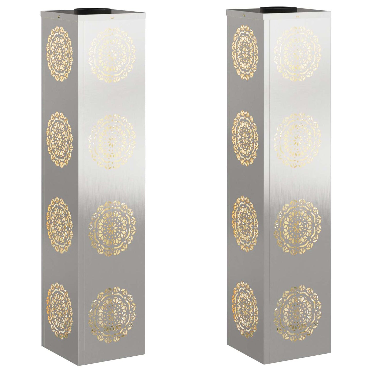 VidaXL éclairage de chemin LED solaire 2 pcs argent acier inoxydable