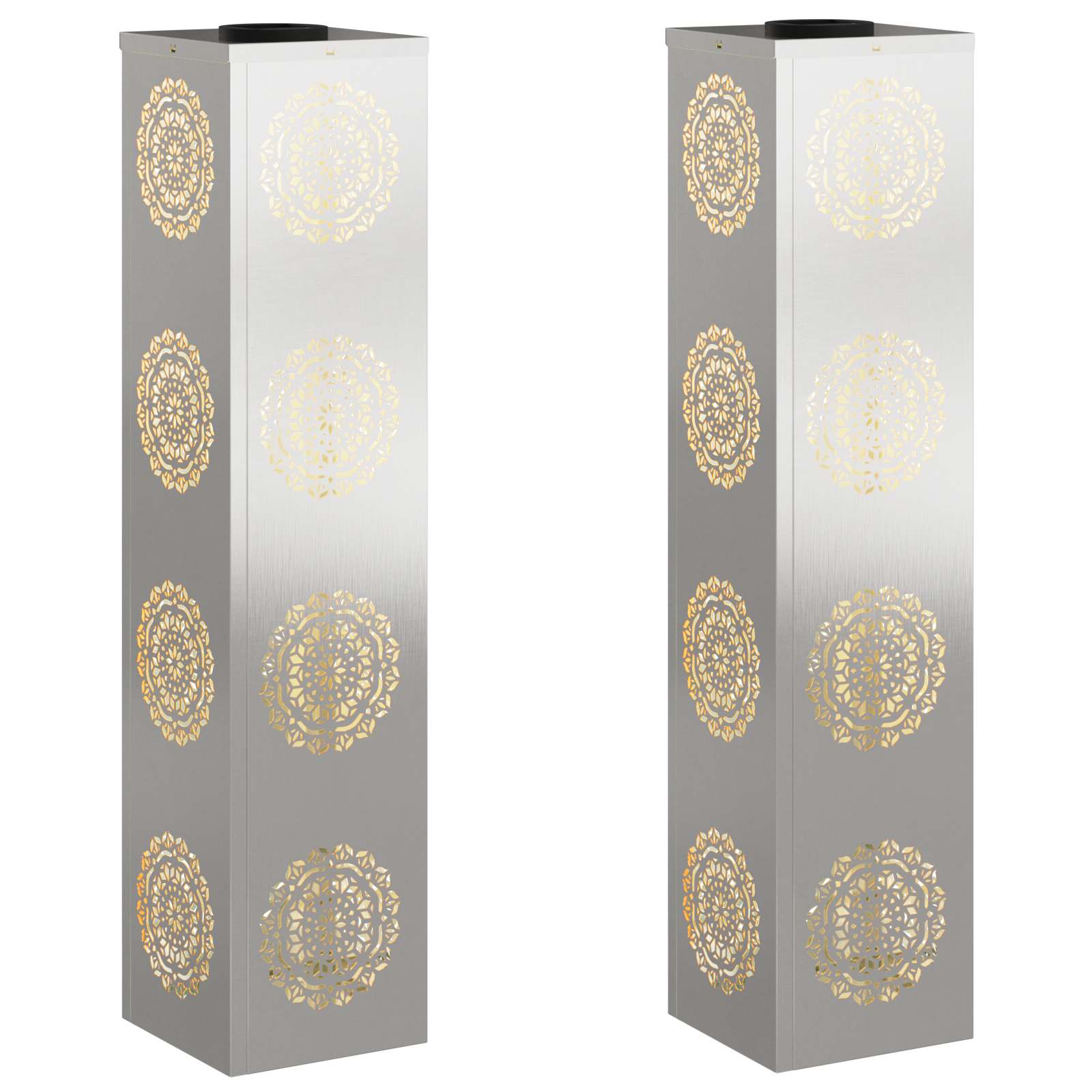 VidaXL éclairage de chemin LED solaire 2 pcs argent acier inoxydable