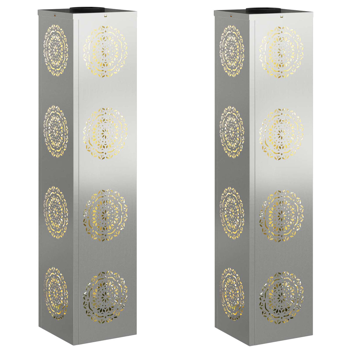 VidaXL éclairage de chemin LED solaire 2 pcs acier galvanisé argent