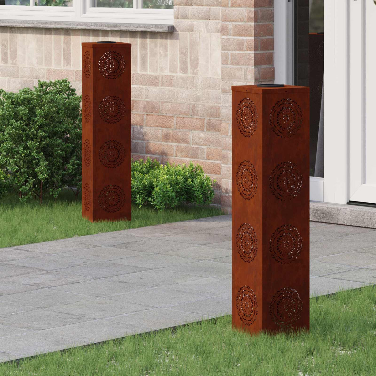 VidaXL éclairage de chemin à LED solaire 2 pcs acier corten rouillé