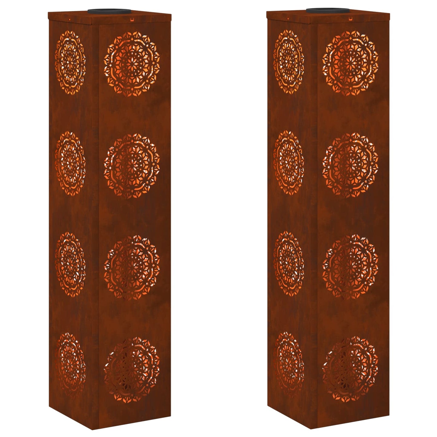VidaXL éclairage de chemin à LED solaire 2 pcs acier corten rouillé