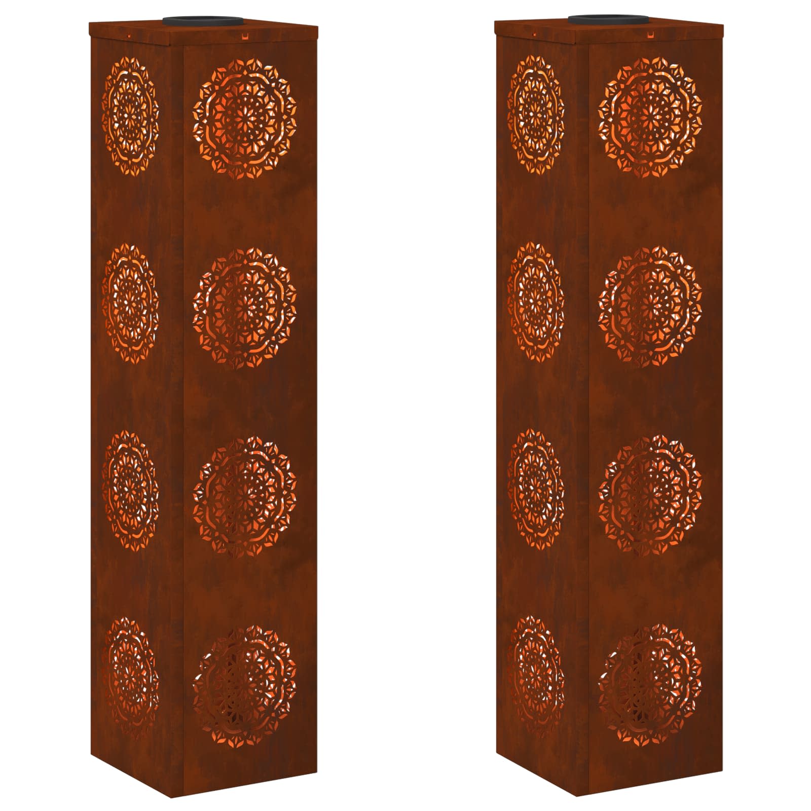 VidaXL éclairage de chemin à LED solaire 2 pcs acier corten rouillé