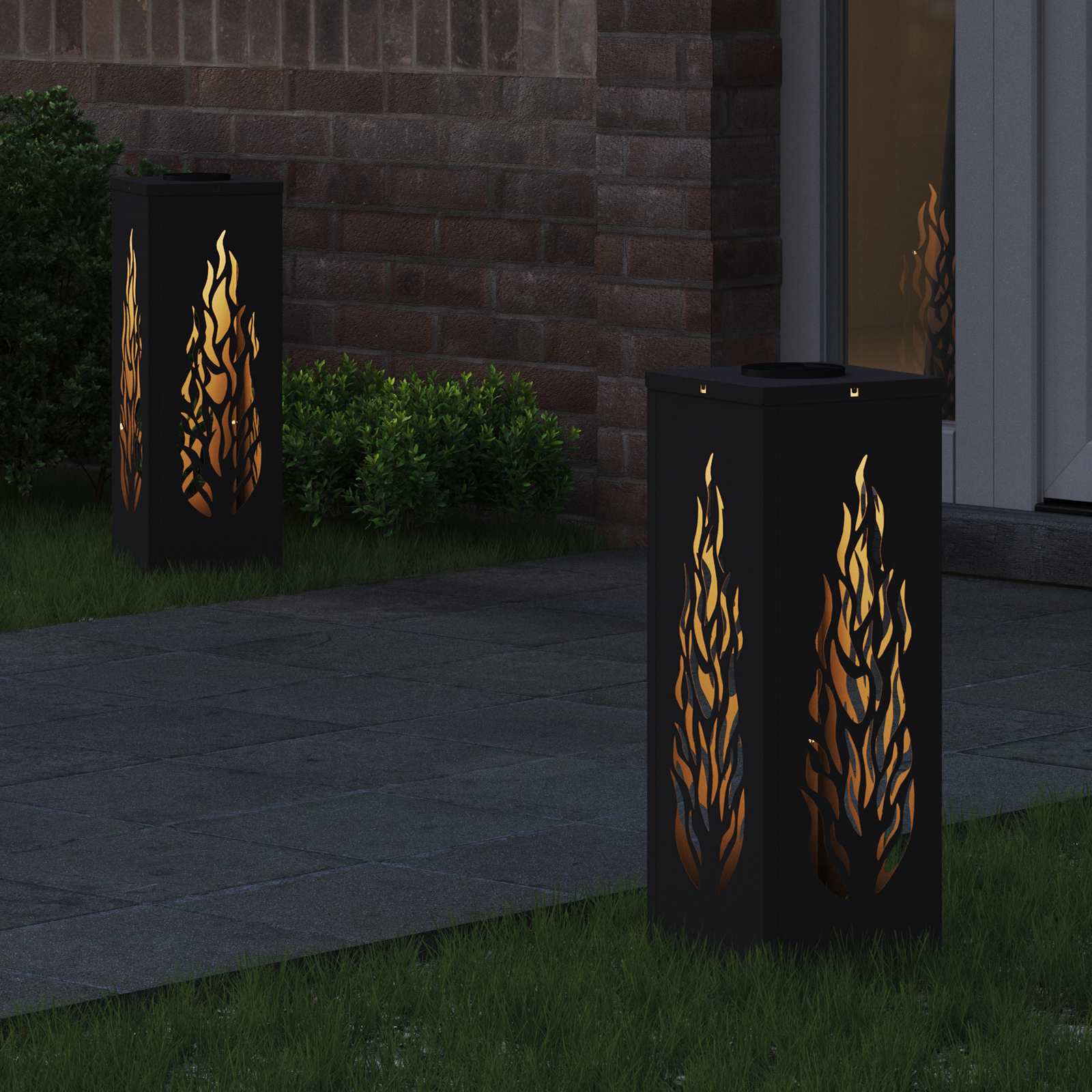 VidaXL éclairage de chemin LED solaire 2 pcs acier laminé à froid noir