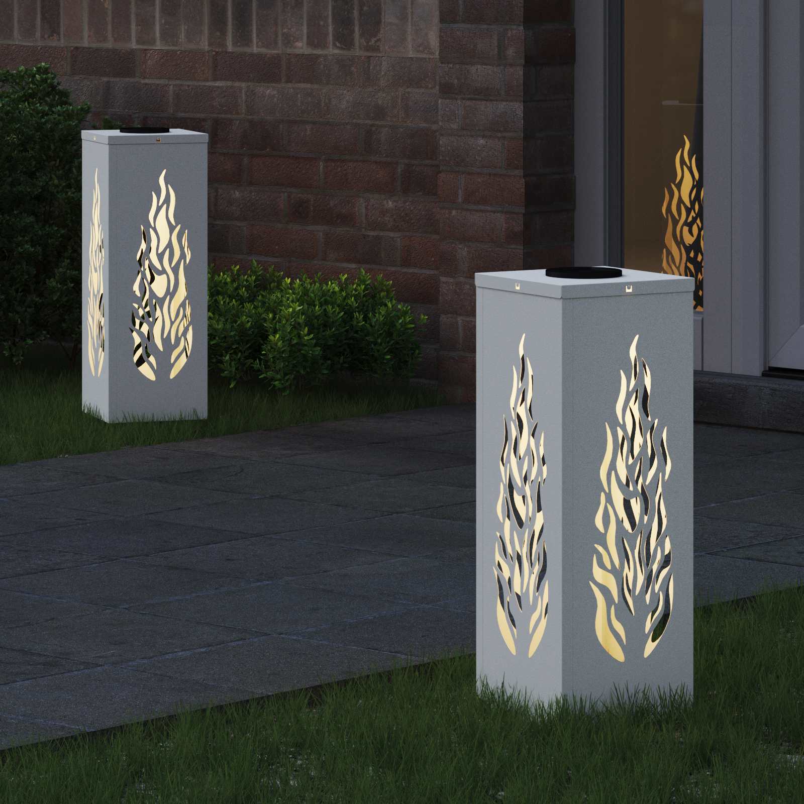VidaXL éclairage de chemin à LED solaire 2 pcs acier laminé à froid blanc
