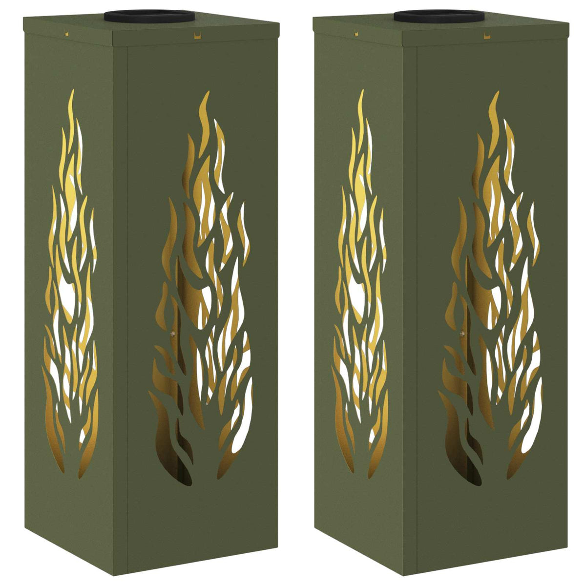 VidaXL lampe de chemin à LED solaire 2 pcs acier laminé à froid vert olive