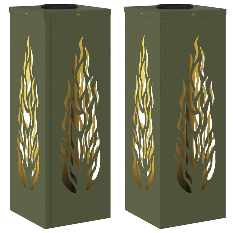 VidaXL lampe de chemin à LED solaire 2 pcs acier laminé à froid vert olive