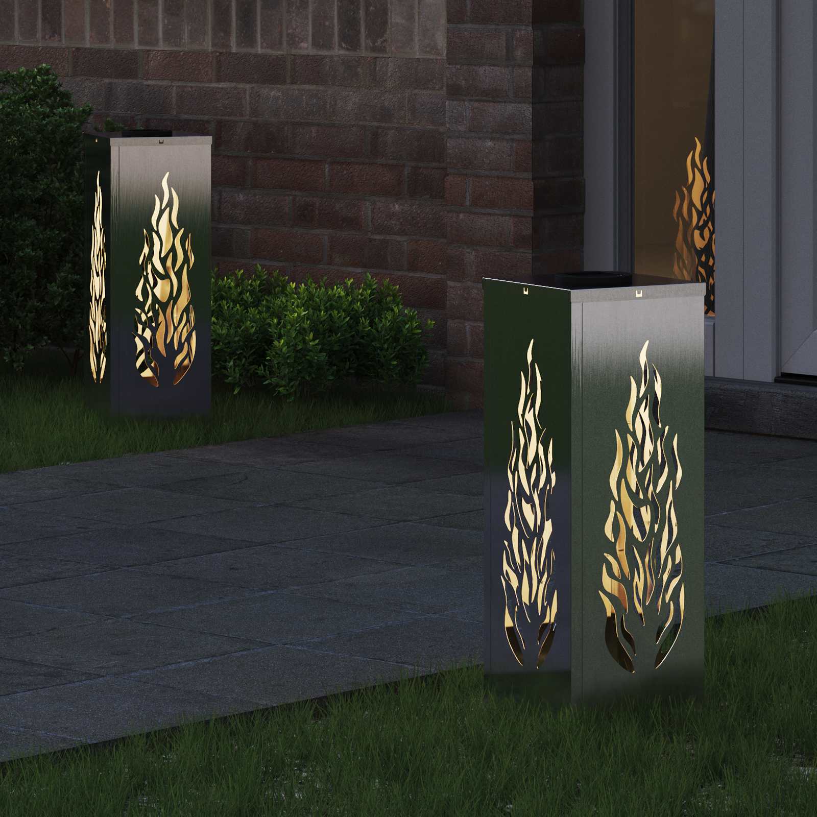 VidaXL éclairage de chemin LED solaire 2 pcs argent acier inoxydable