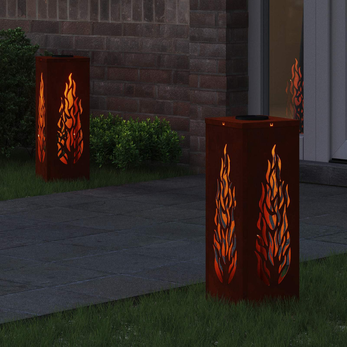 VidaXL éclairage de chemin à LED solaire 2 pcs acier corten bronze