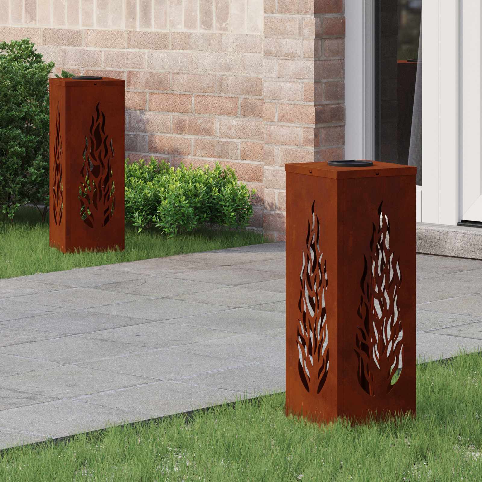 VidaXL éclairage de chemin à LED solaire 2 pcs acier corten bronze