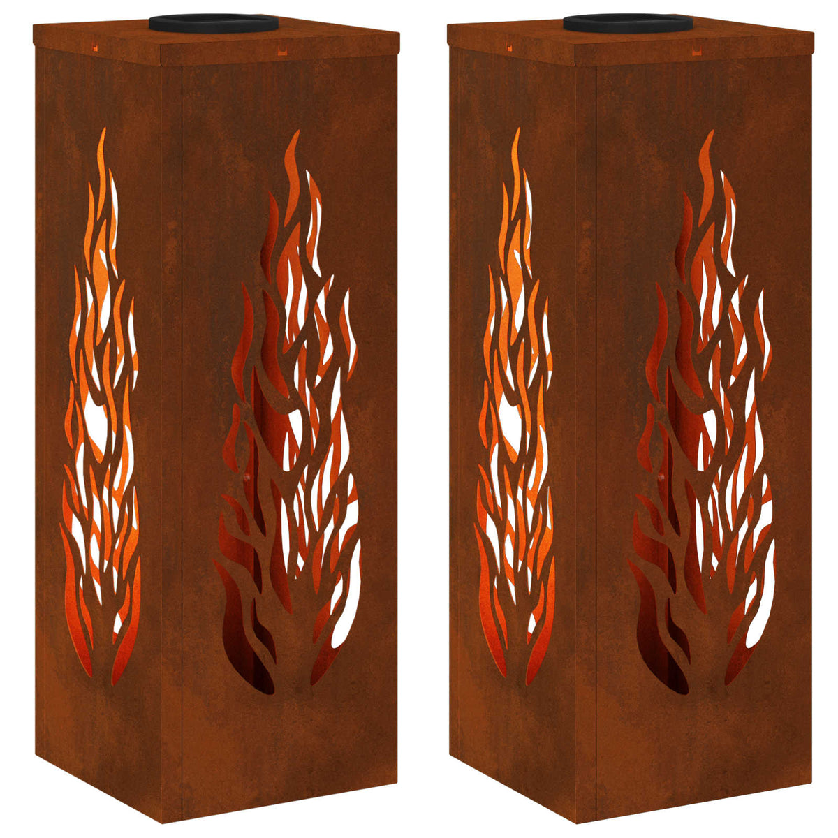 VidaXL éclairage de chemin à LED solaire 2 pcs acier corten bronze