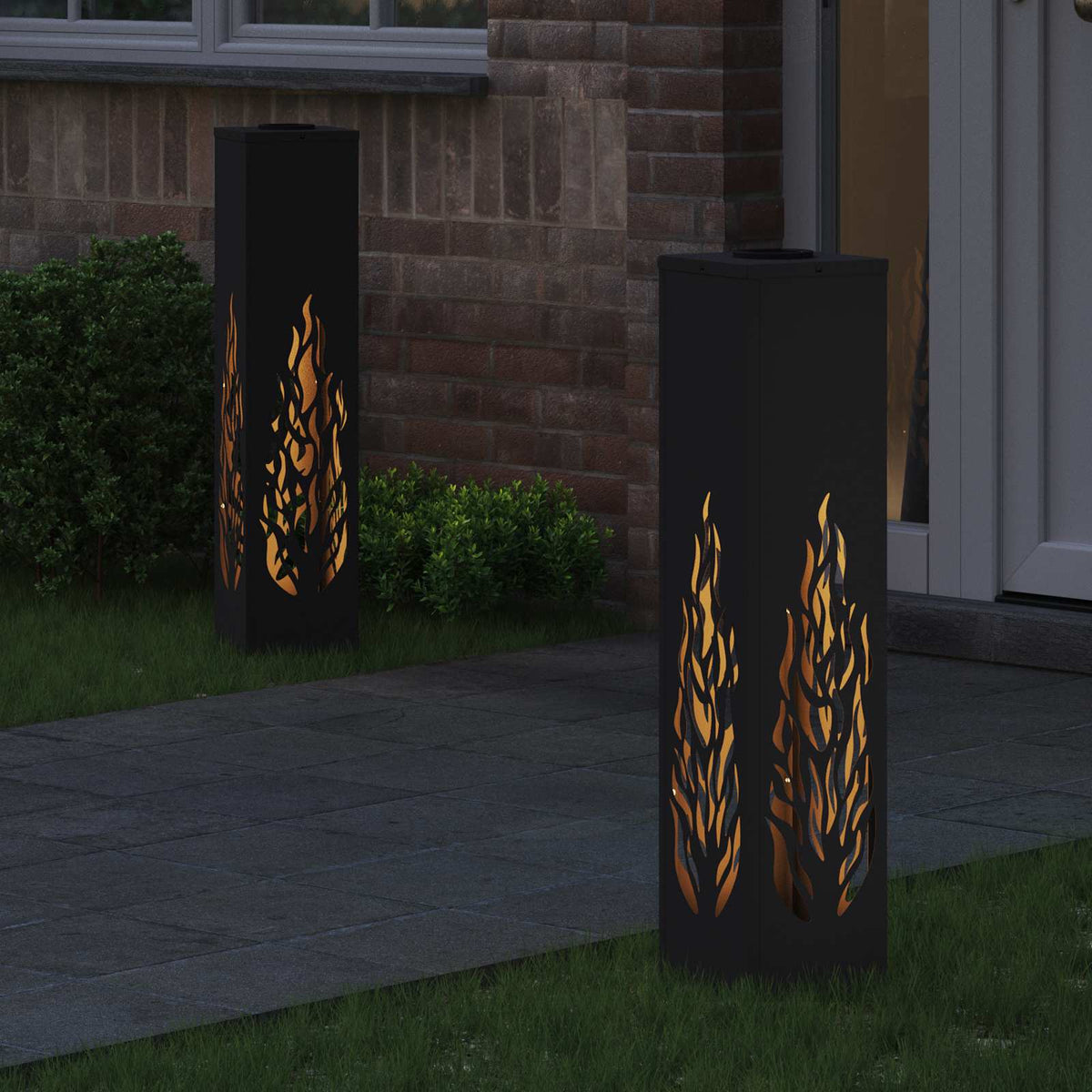 VidaXL éclairage de chemin LED solaire 2 pcs acier laminé à froid noir
