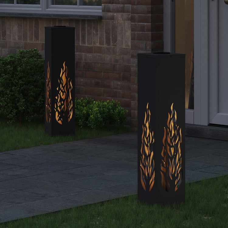 VidaXL éclairage de chemin LED solaire 2 pcs acier laminé à froid noir