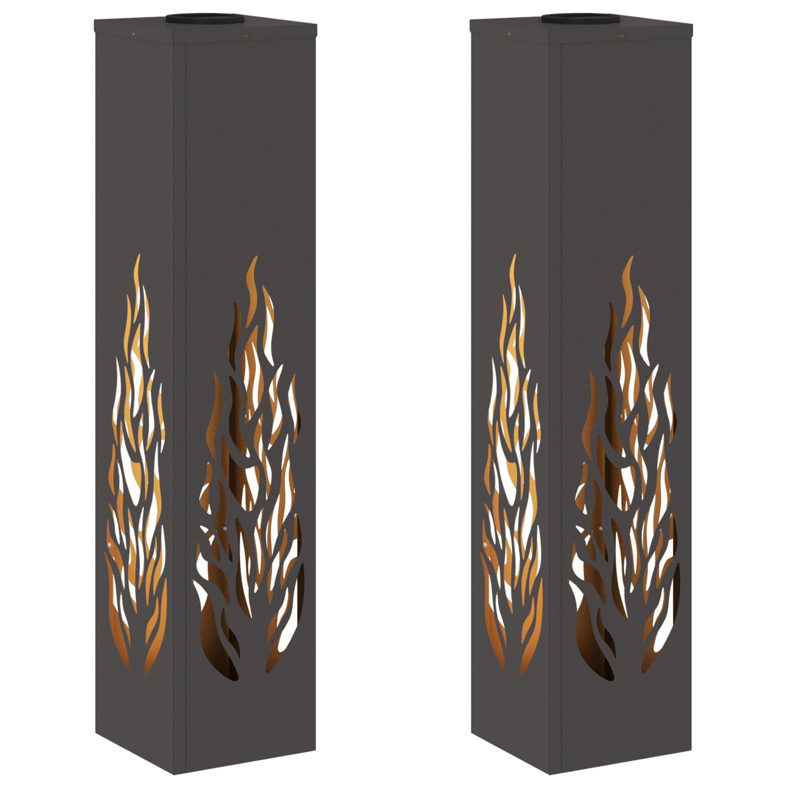 VidaXL éclairage de chemin LED solaire 2 pcs acier laminé à froid noir