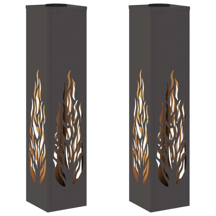 VidaXL éclairage de chemin LED solaire 2 pcs acier laminé à froid noir