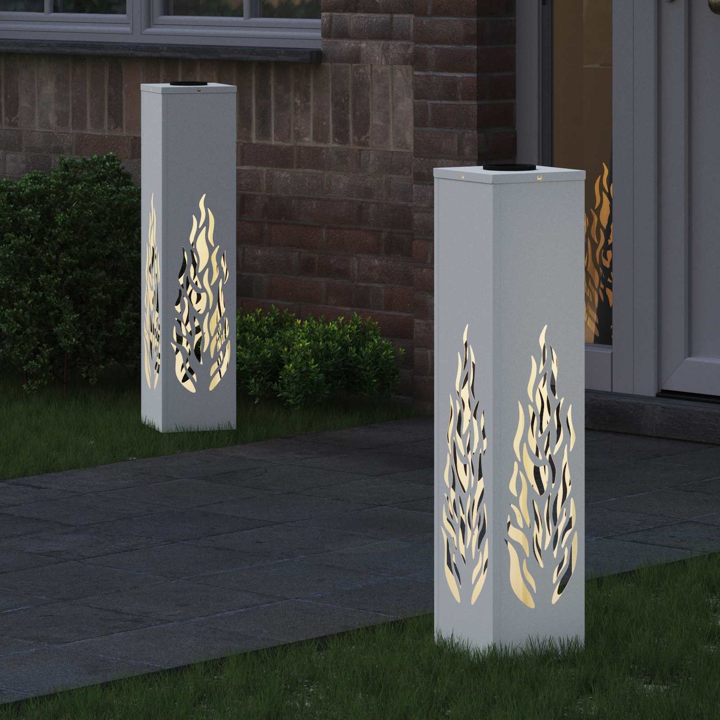 VidaXL éclairage de chemin à LED solaire 2 pcs acier laminé à froid blanc