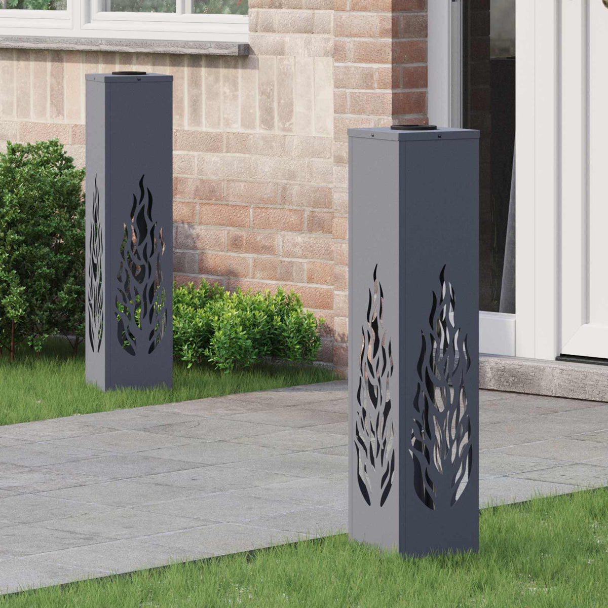 VidaXL éclairage de chemin à LED solaire 2 pcs acier laminé à froid anthracite